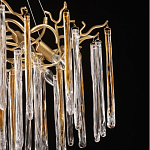 Люстра подвесная золотого цвета с разветвленными ветвями и прозрачными стеклянными подвесками Droplet Chandelier варинант исполнения - 6 | Loft Concept в Орле