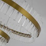 Люстра подвесная двухъярусная с золотистымыми кольцами и прозрачными стеклянными элементами Ring Horizontal варинант исполнения - 4 | Loft Concept в Орле