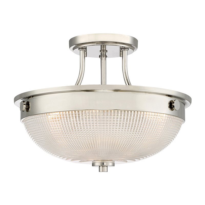 Потолочный светильник со стеклянным плафоном в виде купола Quoizel Серебряный Бронза Прозрачное Стекло Латунь в Орле | Loft Concept 