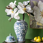 Ваза с крышкой и зелено-голубым рисунком на белом фоне 51 см Blue & White Ornament варинант исполнения - 4 | Loft Concept в Орле