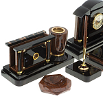 Настольный письменный набор с часами из природного камня обсидиана Peace Contract варинант исполнения - 3 | Loft Concept в Орле