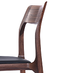 Стул деревянный с мягким сиденьем из черной натуральной кожи Moon Walnut Furniture варинант исполнения - 8 | Loft Concept в Орле