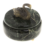 Шкатулка из натурального камня змеевик с фигуркой лебедя Stone Casket варинант исполнения - 2 | Loft Concept в Орле