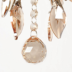 Люстра подвесная круглая с тканевым полупрозрачным абажуром и подвесками 4 лампы Gilded Elegance варинант исполнения - 6 | Loft Concept в Орле