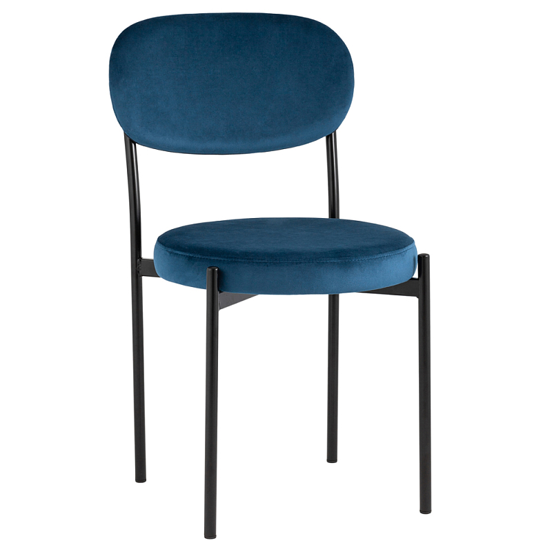 Стул с круглым сиденьем на металлическом основании ALFIE CHAIR Blue Синий Черный Стул с круглым сиденьем на металлическом основании ALFIE CHAIR Blue Синий Черный в Орле | Loft Concept