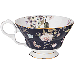 Чайный набор из фарфора темно-синий с рисунком цветов на 6 персон 12 предметов 280 мл Garden Whisper Porcelain Set  варинант исполнения - 3 | Loft Concept в Орле