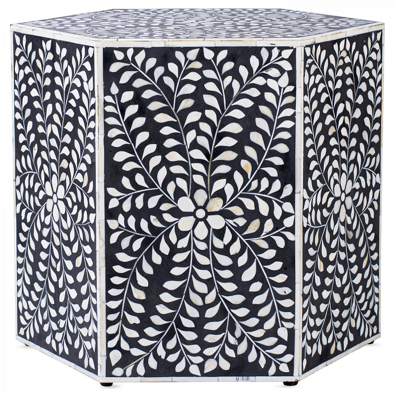 Табурет Inlaid Bone Hexagon Черный Белый Табурет Inlaid Bone Hexagon Черный Белый в Орле | Loft Concept