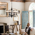 Люстра бронзового цвета с бежевыми абажурами из органзы в классическом стиле Hinkley варинант исполнения - 9 | Loft Concept в Орле