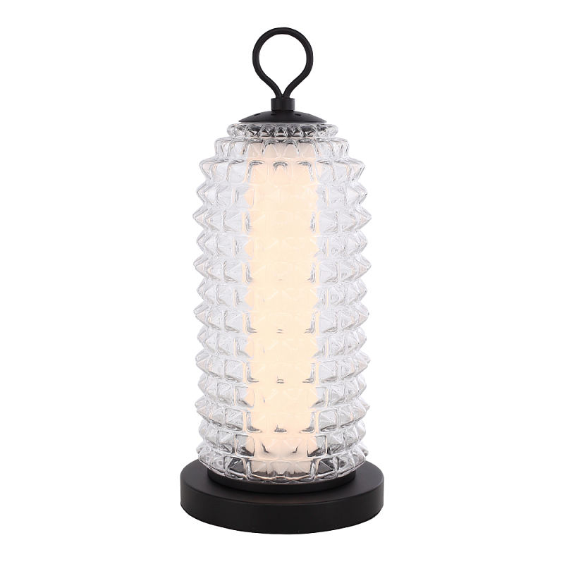 Настольная лампа с прозрачным факутрным стеклянным плафоном Sonora Прозрачный Черный в Орле | Loft Concept 