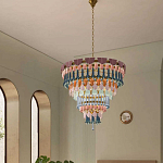 Люстра круглая с декором из разноцветных элементов в виде листьев Changing Seasons варинант исполнения - 6 | Loft Concept в Орле