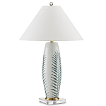 Настольная лампа овальная с тропическим принтом Stylized Aalm Leaves Motif варинант исполнения - 5 | Loft Concept в Орле