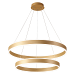 Люстра подвесная светодиодная с двумя золотистыми кольцами Диаметр 80 см Ring Horizontal варинант исполнения - 1 | Loft Concept в Орле