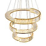 Светодиодная трехъярусная кольцевая люстра из хрусталя и стали с пультом для регулировки света Maude Crystal Light варинант исполнения - 3 | Loft Concept в Орле