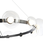 Люстра подвесная круглая с 12-ю прозрачными куполообразными плафонами и черным металлическим основанием Flos Wireline Lighting варинант исполнения - 5 | Loft Concept в Орле