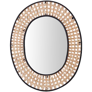 Настенное овальное зеркало в раме из ротанга Ellery Rattan Wicker Mirror