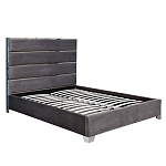 Кровать двуспальная серая с высоким мягким изголовьем Heart of the Bedroom варинант исполнения - 1 | Loft Concept в Орле