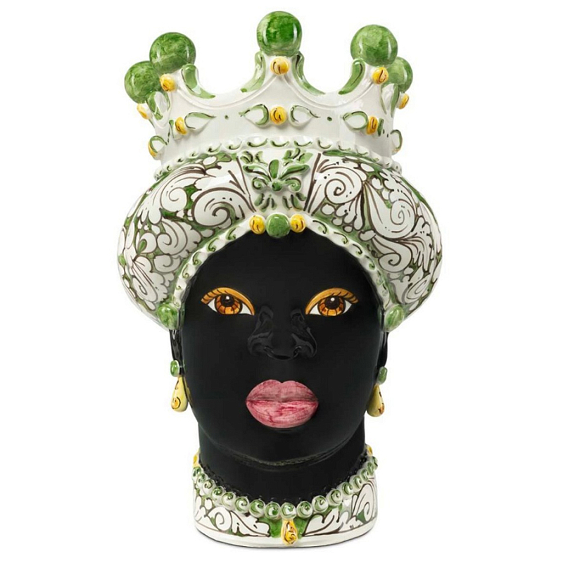 Ваза Vase Moro Lady Ornate Dark Green Черный Зеленый Белый Ваза Vase Moro Lady Ornate Dark Green Черный Зеленый Белый в Орле | Loft Concept