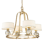 Люстра цвета латунь с 4-мя тканевыми абажурами и стеклянными шарами Quoizel варинант исполнения - 1 | Loft Concept в Орле