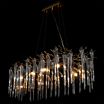 Люстра подвесная прямоугольная с бронзовыми акцентами и прозрачными стеклянными каплями Droplet Chandelier варинант исполнения - 4 | Loft Concept в Орле