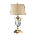 Настольная лампа со тканевым абажуром и прозрачным ребристым стеклянным основанием Quoizel варинант исполнения - 5 | Loft Concept в Орле