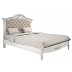 Кровать белая из массива бука с основанием и мягким изголовьем в стиле прованс White Provence варинант исполнения - 1 | Loft Concept в Орле