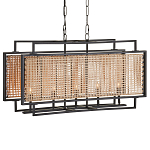 Люстра прямоугольной формы с чёрным каркасом и вставкой из плетеного материала Cage for Light варинант исполнения - 4 | Loft Concept в Орле