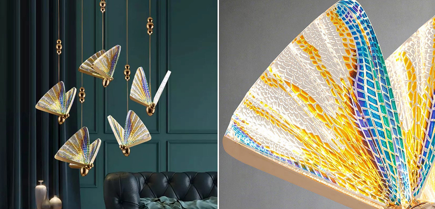 Butterfly Pendant Lamp Colored glass J Butterfly Pendant Lamp Colored glass J - Loft-Concept в Орле