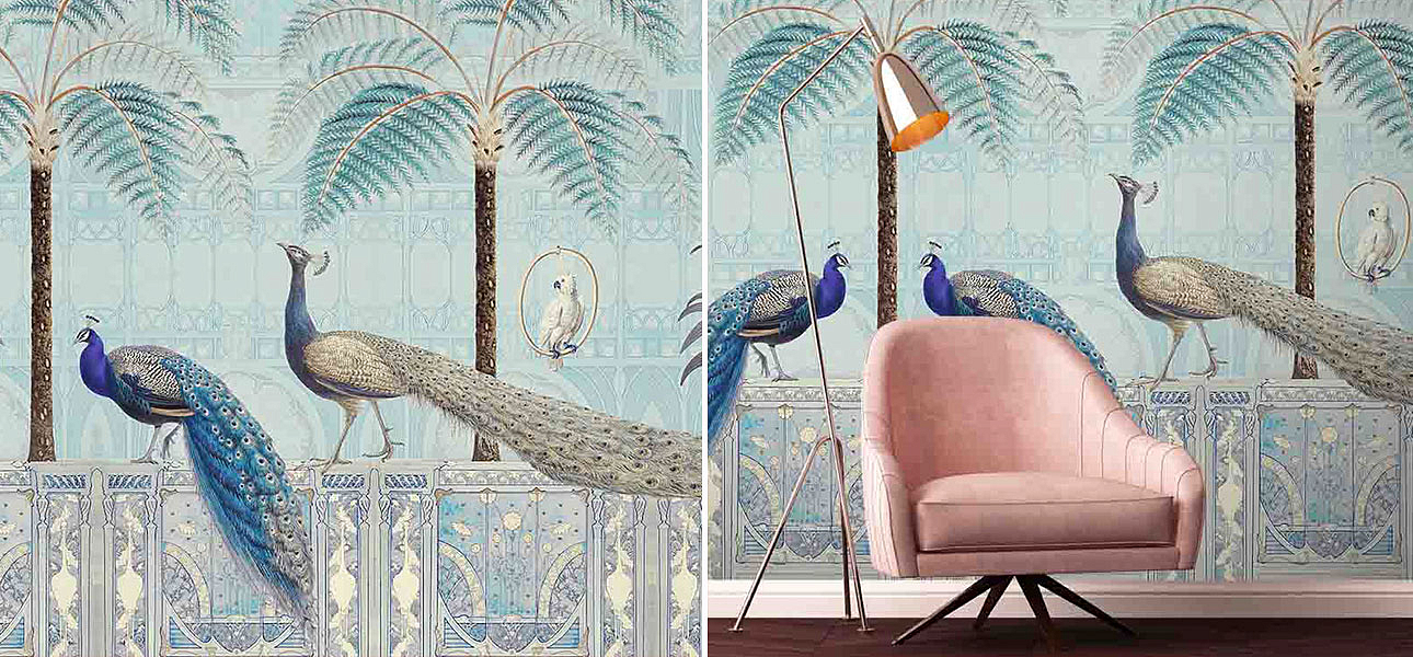 Обои ручная роспись Chinoiserie Birds Palace Sapphire Обои ручная роспись Chinoiserie Birds Palace Sapphire - Loft-Concept в Орле