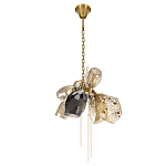 Люстра подвесная со стеклянными плафонами из дымчатого и золотистого с тремя вертикальными подвесками Gilded Mirage  варинант исполнения - 5 | Loft Concept в Орле