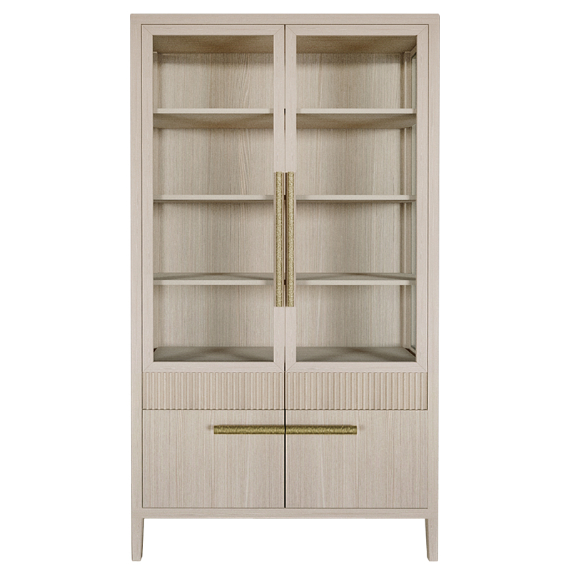 Витрина Primo со стеклянными фасадами и буфетом шпон Светлый дуб Древесина Золотой в Орле | Loft Concept 