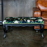 Банкетка из натурального бука черная с изображением птиц и цветов Blooming Birds варинант исполнения - 2 | Loft Concept в Орле