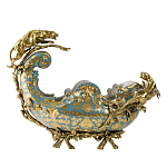 Чаша голубого цвета с оранментом и и бронзовыми фигурами леопардов Eden Garden варинант исполнения - 1 | Loft Concept в Орле