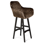 Барный стул со спинкой и подлокотниками на 4-х черных ножках Douglas Rhombus Коричневый Велюр варинант исполнения - 1 | Loft Concept в Орле