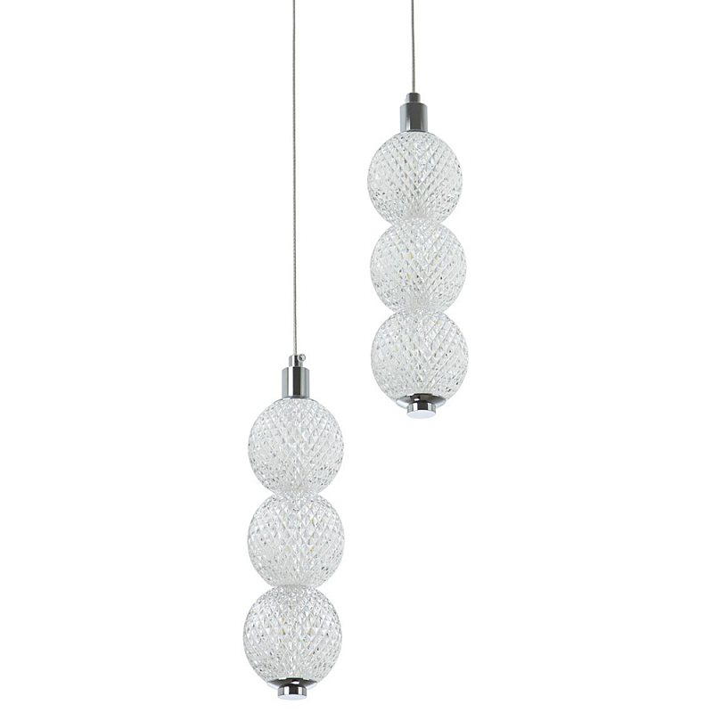 Подвесной светодиодный светильник с 2-мя плафонами Crystal Globule Hanging Lamp Chrome Прозрачный Хром Подвесной светодиодный светильник с 2-мя плафонами Crystal Globule Hanging Lamp Chrome Прозрачный Хром в Орле | Loft Concept