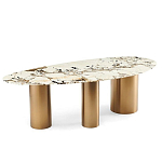 Обеденный стол с асимметричной столешницей на 3-х массивных золотых ножках Commonwealth Table варинант исполнения - 1 | Loft Concept в Орле