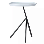 Столик приставной с круглой серой столешницей и черным основанием Round Stable Table варинант исполнения - 1 | Loft Concept в Орле