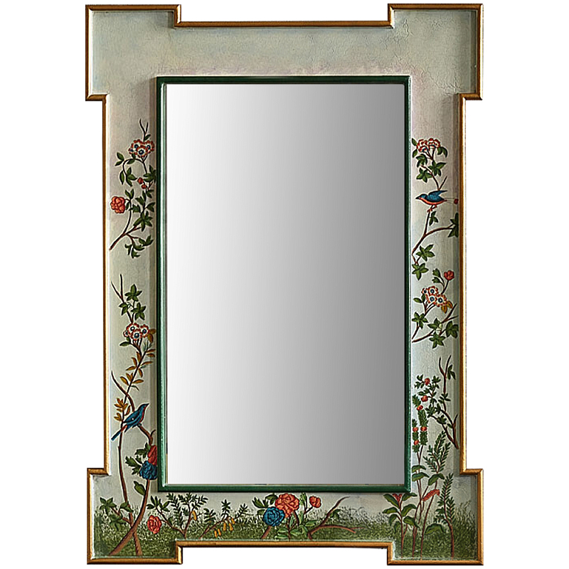 Зеркало в стиле Шинуазри ручная роспись Chinoiserie Garden White Mirror Мульти Белый Зеркало в стиле Шинуазри ручная роспись Chinoiserie Garden White Mirror Мульти Белый в Орле | Loft Concept
