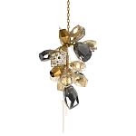 Люстра подвесная вытянутой формы с плафонами из стекла и металла с тремя вертикальными подвесками Gilded Mirage  варинант исполнения - 1 | Loft Concept в Орле