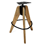 Барный стул со спинкой и металлической подставкой на 3-х деревянных ножках Горчичный Велюр Vendramin Chair варинант исполнения - 4 | Loft Concept в Орле