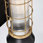 Настенный фонарь цилиндрической формы с рифленым стеклом в золотом каркасе на черном прямоугольном основании Eurofase варинант исполнения - 3 | Loft Concept в Орле