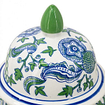 Ваза с крышкой и зелено-голубым рисунком на белом фоне 51 см Blue & White Ornament варинант исполнения - 3 | Loft Concept в Орле