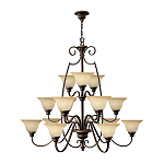 Люстра трехъярусная бронзового цвета с 15-ю кремовыми плафонами в форме чаш Hinkley варинант исполнения - 2 | Loft Concept в Орле