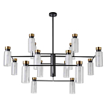 Люстра потолочная с 16-ю цилиндрическими плафонами из стекла и черным каркасом Noir Poise варинант исполнения - 1 | Loft Concept в Орле