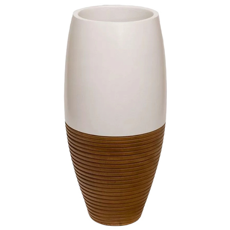 Ваза деревянная белая Vase of Thailand Белый Светло-коричневый  в Орле | Loft Concept 