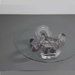 Дизайнерский журнальный стол с круглой прозрачной столешницей и основанием в виде цепи Hua Wang варинант исполнения - 2 | Loft Concept в Орле