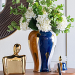 Ваза с крышкой и мазками синего и золого цвета на белом фоне Chinoiserie Ceramics варинант исполнения - 4 | Loft Concept в Орле