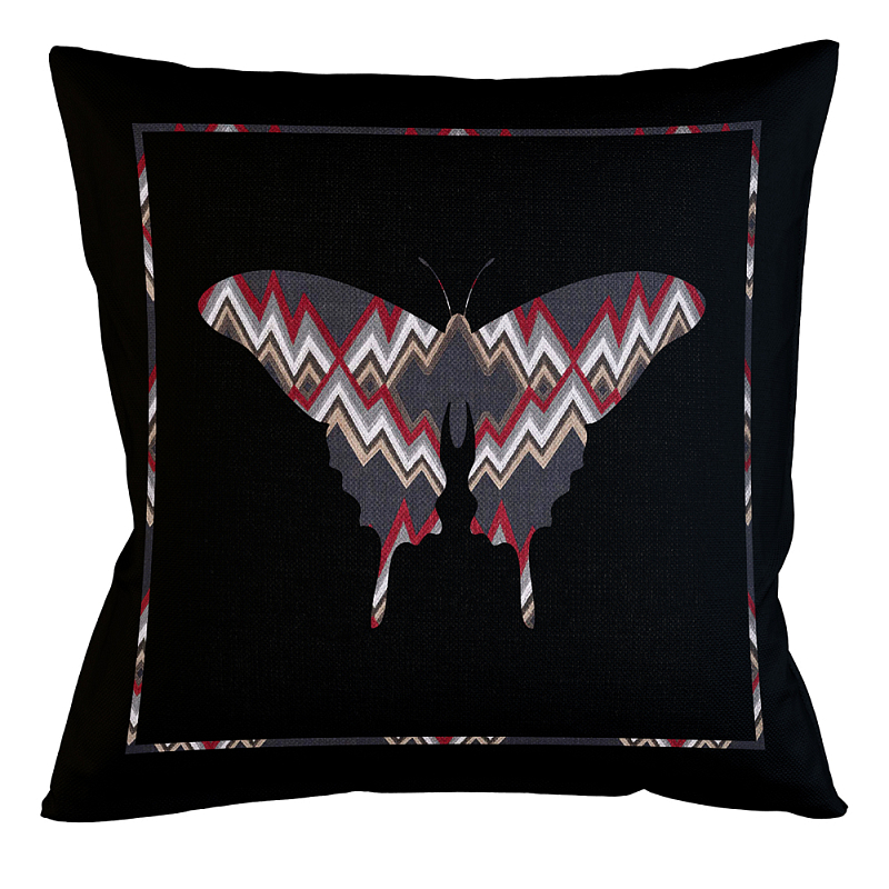 Подушка декоративная бабочка цветной орнамент Ikat Pattern Мульти Бежевый Черный Подушка декоративная бабочка цветной орнамент Ikat Pattern Мульти Бежевый Черный в Орле | Loft Concept