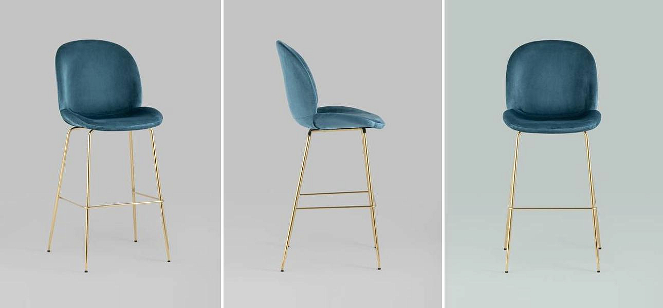 Барный Стул Синий Велюр Vendramin Chair Барный Стул Синий Велюр Vendramin Chair - Loft-Concept в Орле