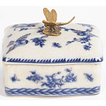 Фарфоровая шкатулка с бронзовой стрекозой Blue and White варинант исполнения - 4 | Loft Concept в Орле