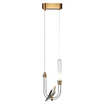 Подвесной светильник с декоративной фигуркой птицы на прозрачной изогнутой трубке Ganthea варинант исполнения - 3 | Loft Concept в Орле